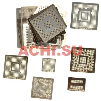 Набор универсальных трафаретов для ноутбуков, материнских плат и т.д. «Achi» (комплект, 150шт)